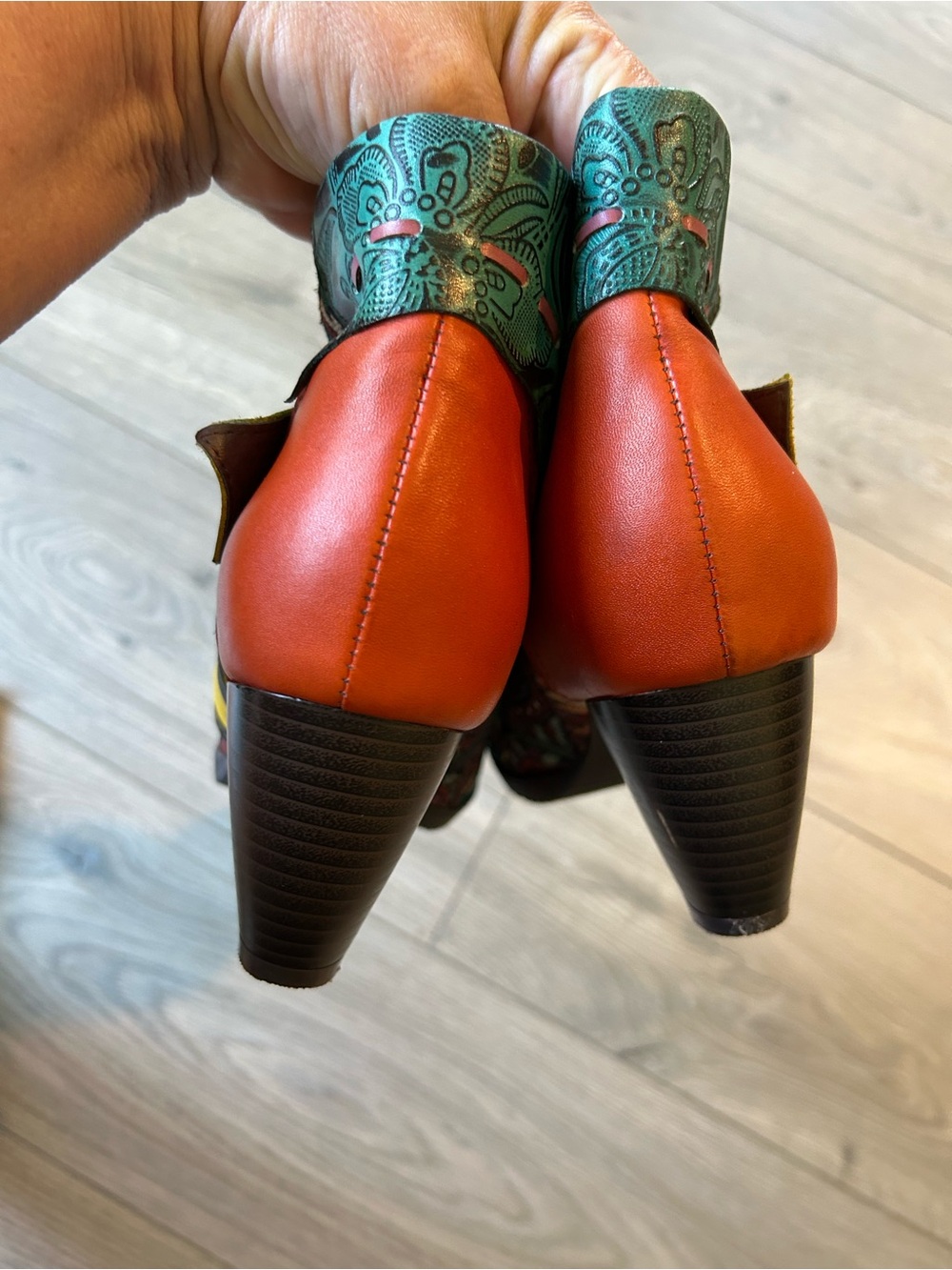 Socofy Colorful Leather and textile Booties Size Euro 42 / US Size 11 - Picture 5 of 10